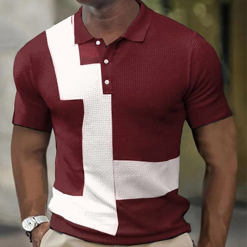 Herren Poloshirt POLO Shirt Zip Kontrast Kragen Kurzarm Slim Fit Hemd Polohemd