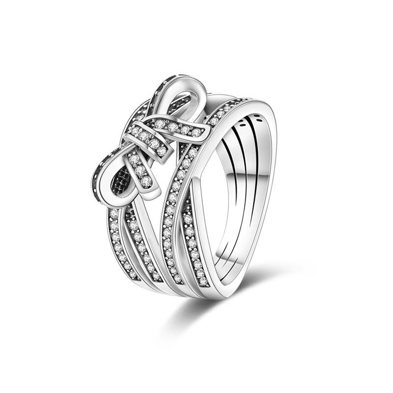 Massiv Sterling Silber 925 Ring filigran Fashion Damenring mit AAA Zirkonia
