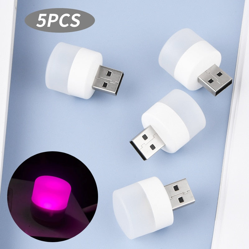 5Stk Mini USB LED Nachtlicht Augenschutz Lampe Computer Nachtlampe Warmweiß
