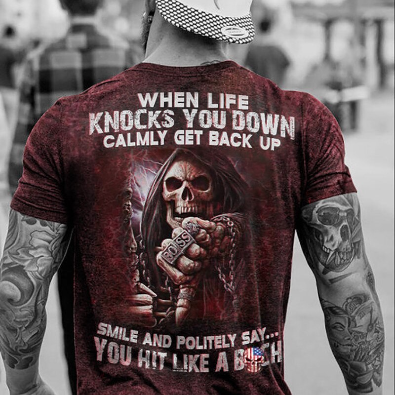 Fashion Herren Vikings Horror Skull 3D T-Shirt Rundhals Unisex Sommer Streetwear