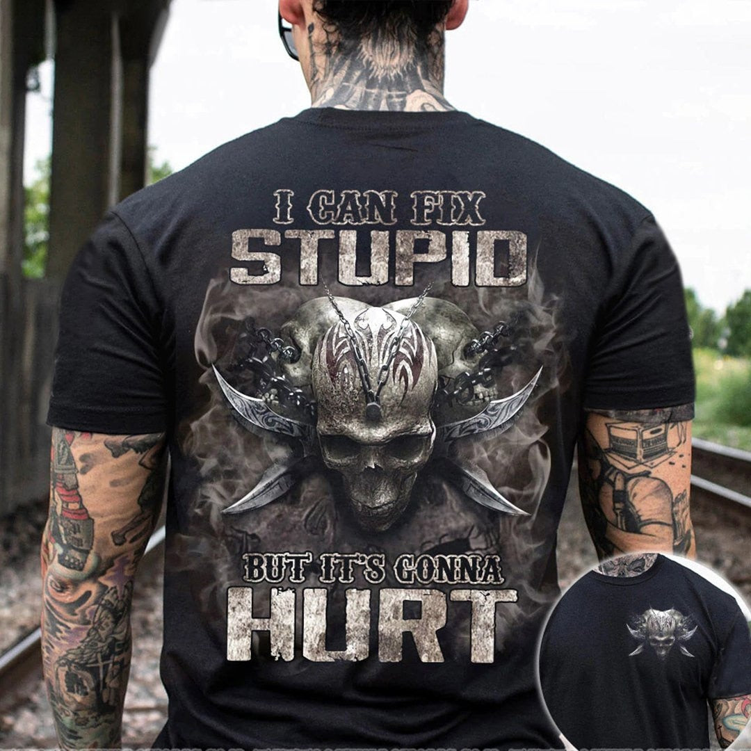Männer Metal Skull 3D T-Shirt Rundhals Unisex Sommer Streetwear