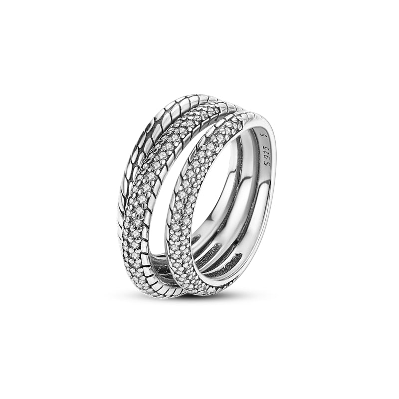 Massiv Sterling Silber 925er Ring filigran Fashion Damenring mit 3A Zirkonia