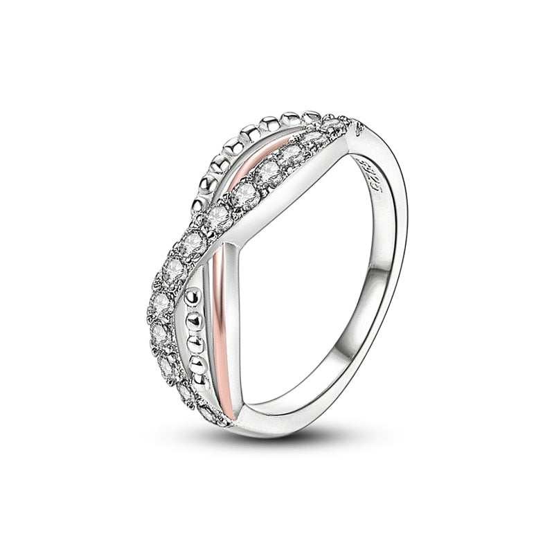Massiv Sterling Silber 925 Ring filigran Fashion Damenring mit AAA Zirkonia