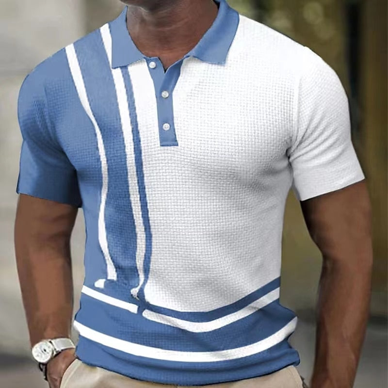 Herren Poloshirt POLO Shirt Zip Kontrast Kragen Kurzarm Slim Fit Hemd Polohemd