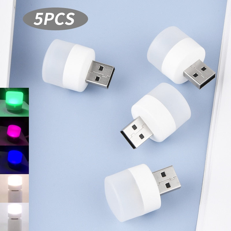 5Stk Mini USB LED Nachtlicht Augenschutz Lampe Computer Nachtlampe Warmweiß