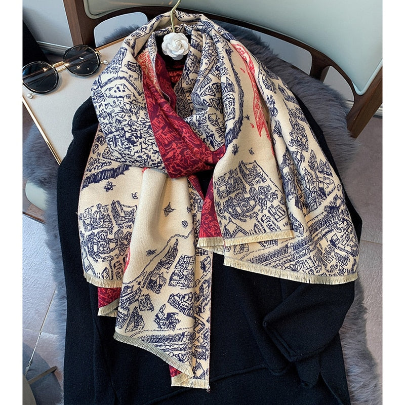 XXL Damen Winterschal Kaschmir Viskose Stola Schlauchschal  Halstuch Strickschal Loop NEU