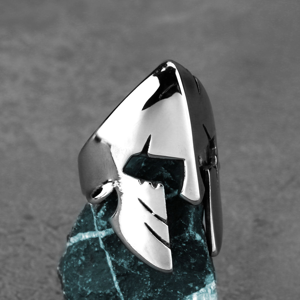 Edelstahl Ring Krieger Helm Sparta Maskenring Gladiator Troja 300 Biker