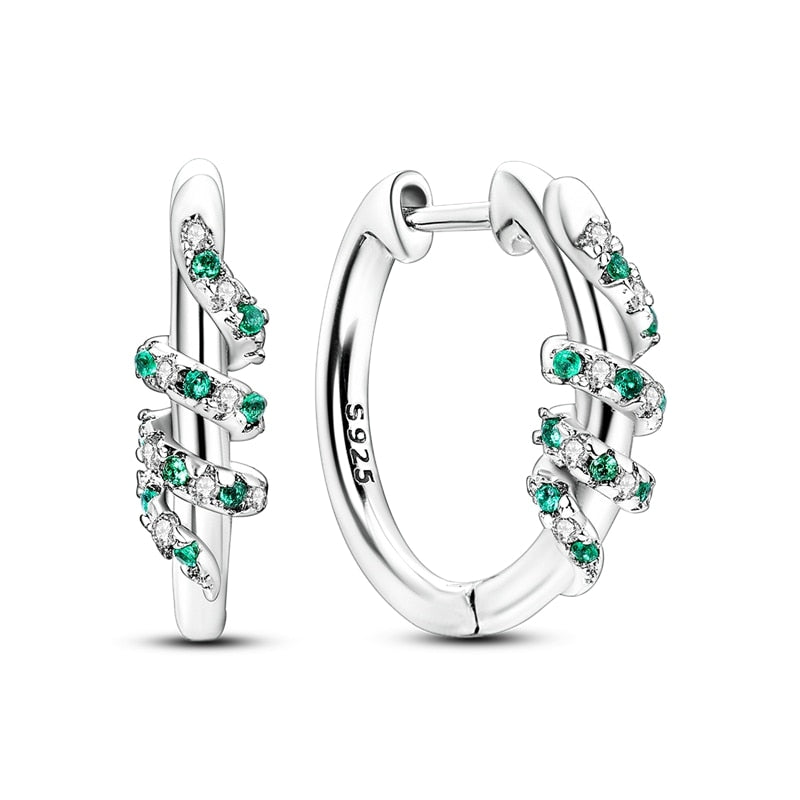 1 Paar Creolen aus 925 sterling Silber Ohrringe Ohrschmuck Zirkonia Ohrstecker