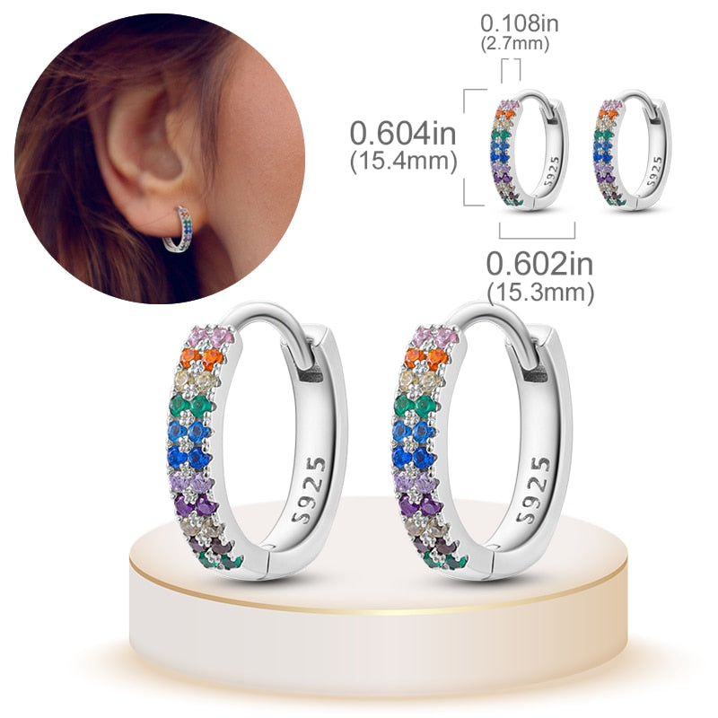 1 Paar Creolen aus 925 sterling Silber Ohrringe Ohrschmuck Zirkonia Ohrstecker