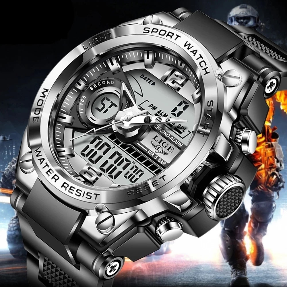 Orologio Uomo Quarzo Acciaio Inossidabile Orologio digitale Cronografo sportivo
