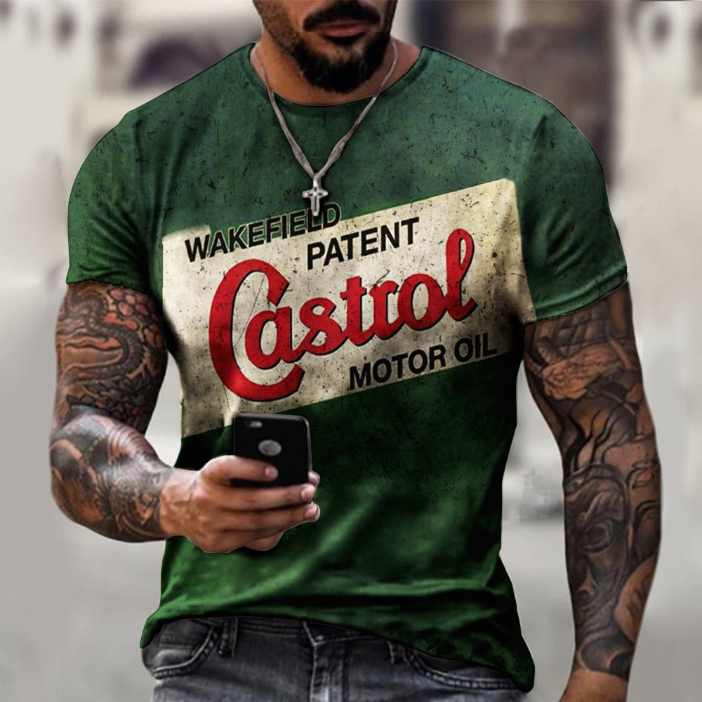 Fashion Herren Vintage Motorsport 3D T-Shirt Rundhals Unisex Sommer Streetwear