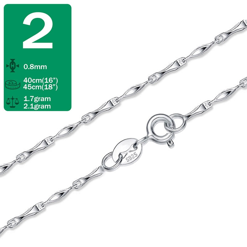 Damen Fashion Halskette aus echtem 925er Sterling silber Panzerkette 40 cm/45 cm 0,8 mm