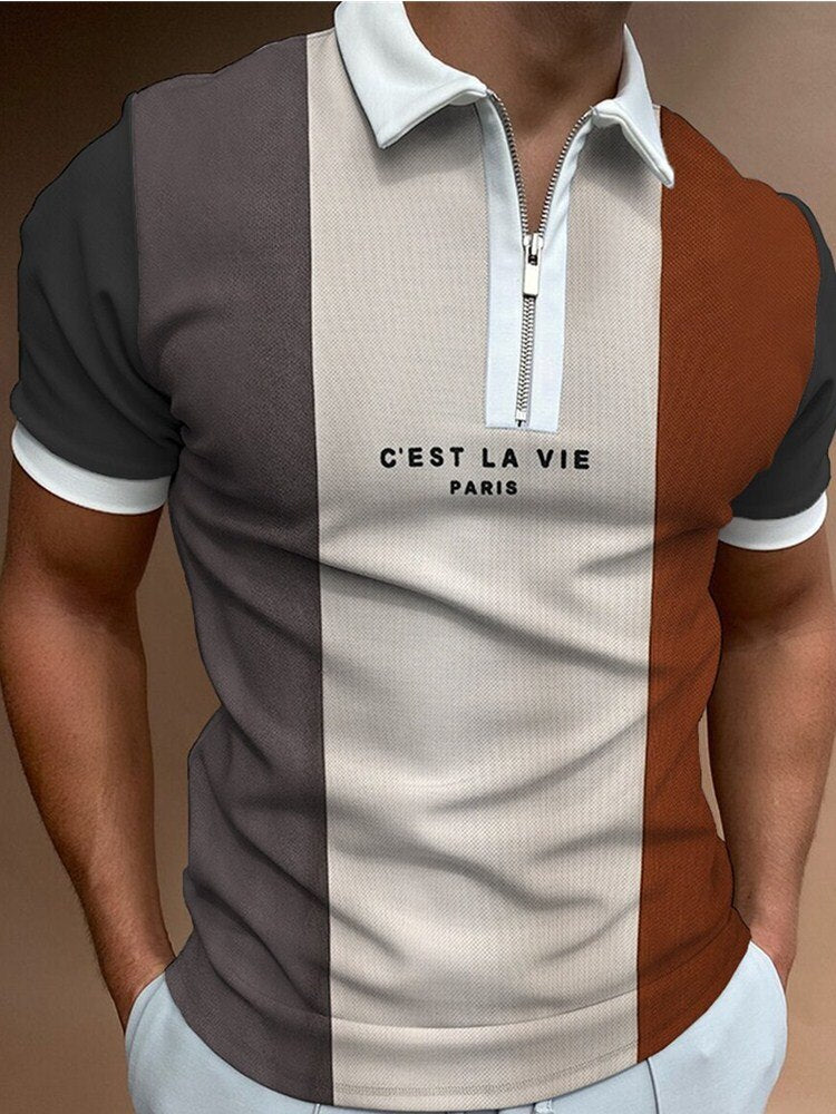 Herren Poloshirt Kontrast Kragen Polo Kurzarm Slim Fit Hemd Polohemd T-Shirt NEU