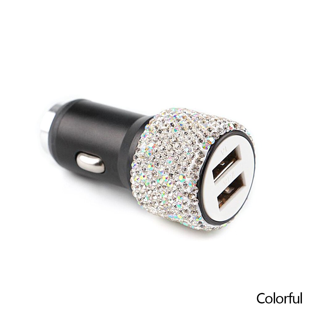 Dual USB Auto Zigarettenanzünder Auto Ladegerät Adapter Strass Kristall Ladegerät USB Stecker Bling Auto Zubehör für iPhone Xiaomi
