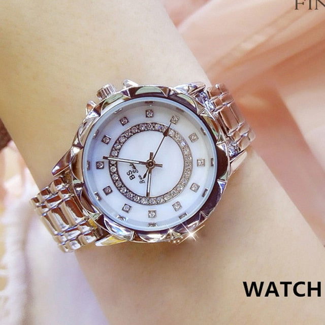 Damen Armband Uhr Mode Fashion Strass Luxus Chronograph Business Schmuck