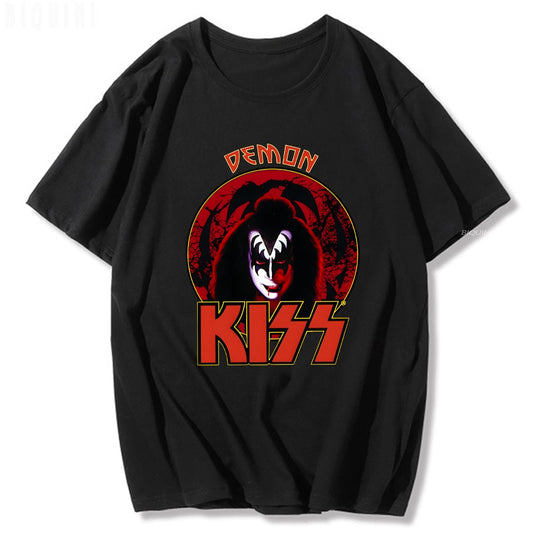 Rock Band Kiss Herren 3D T-Shirt Rundhals Unisex Streetwear100% Baumwolle