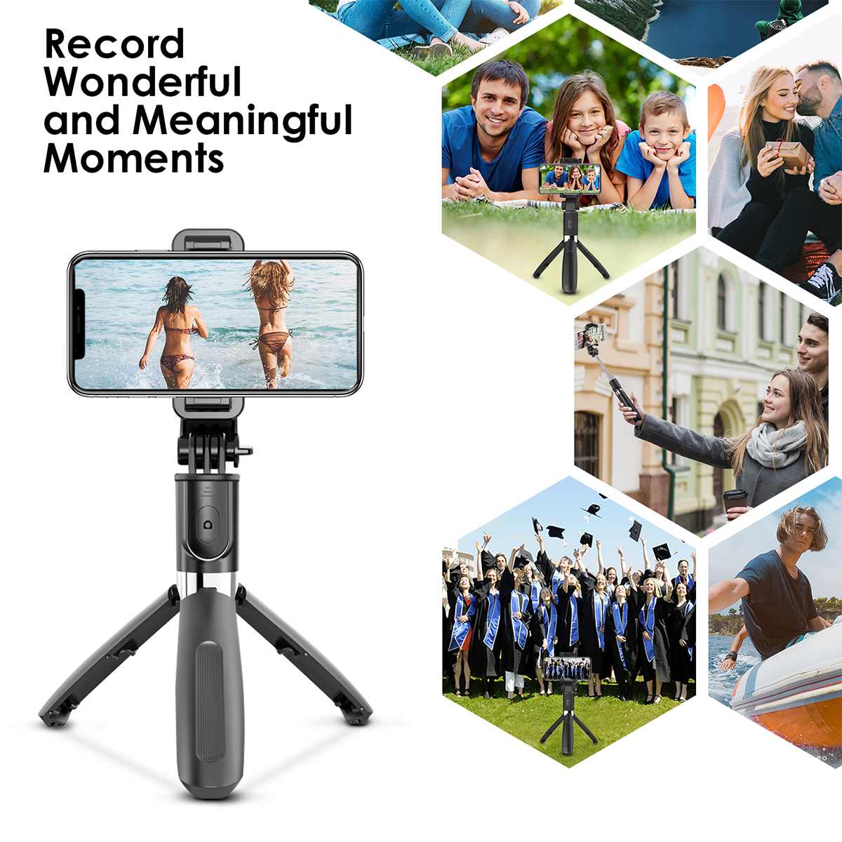 4 In1 Wireless Bluetooth Selfie Stick faltbares Mini-Stativ Universal Smartphone
