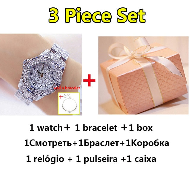 Damen Armband Uhr Mode Fashion Strass Luxus Chronograph Business Schmuck