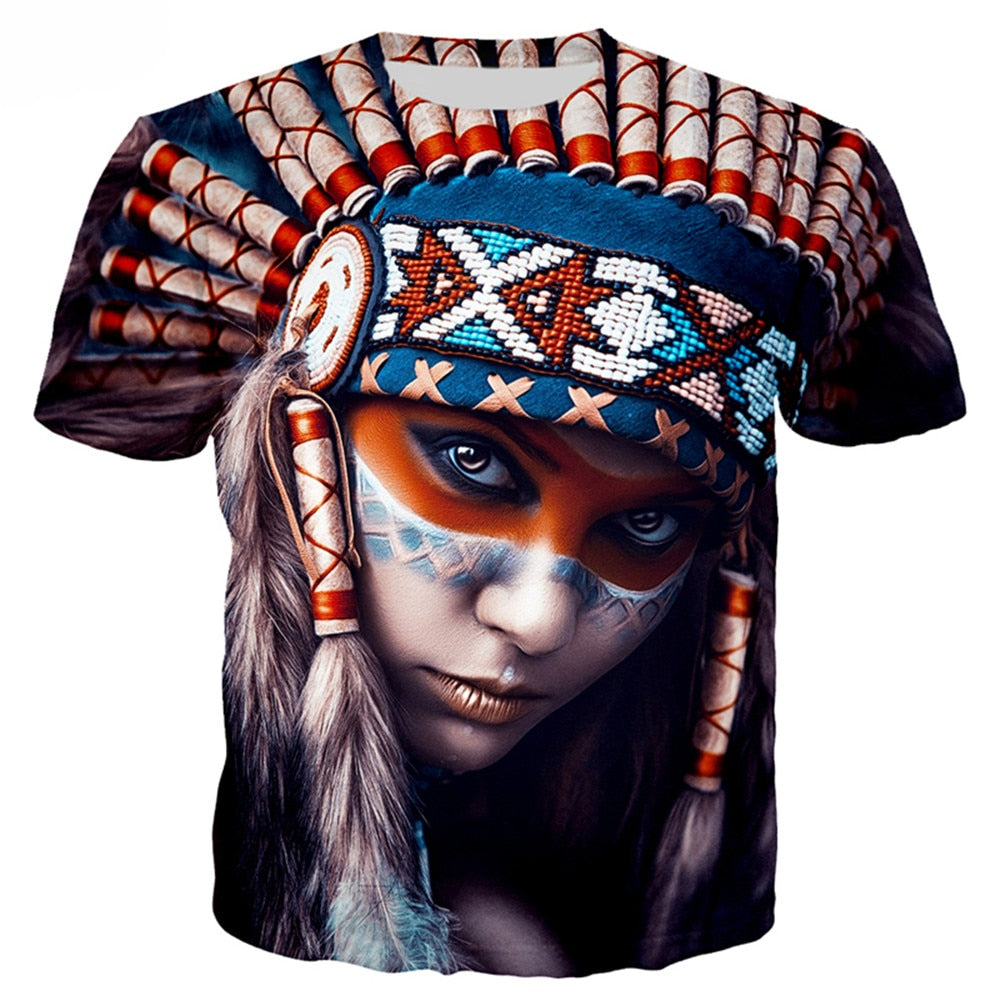 Herren Fashion Indian Stil 3D T-Shirt Rundhals Unisex Sommer Streetwear