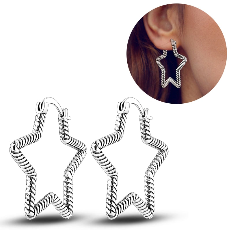 1 Paar Creolen aus 925 sterling Silber Ohrringe Ohrschmuck Zirkonia Ohrstecker