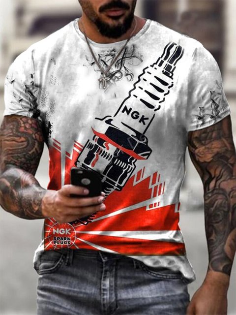Fashion Herren Vintage Motorsport 3D T-Shirt Rundhals Unisex Sommer Streetwear
