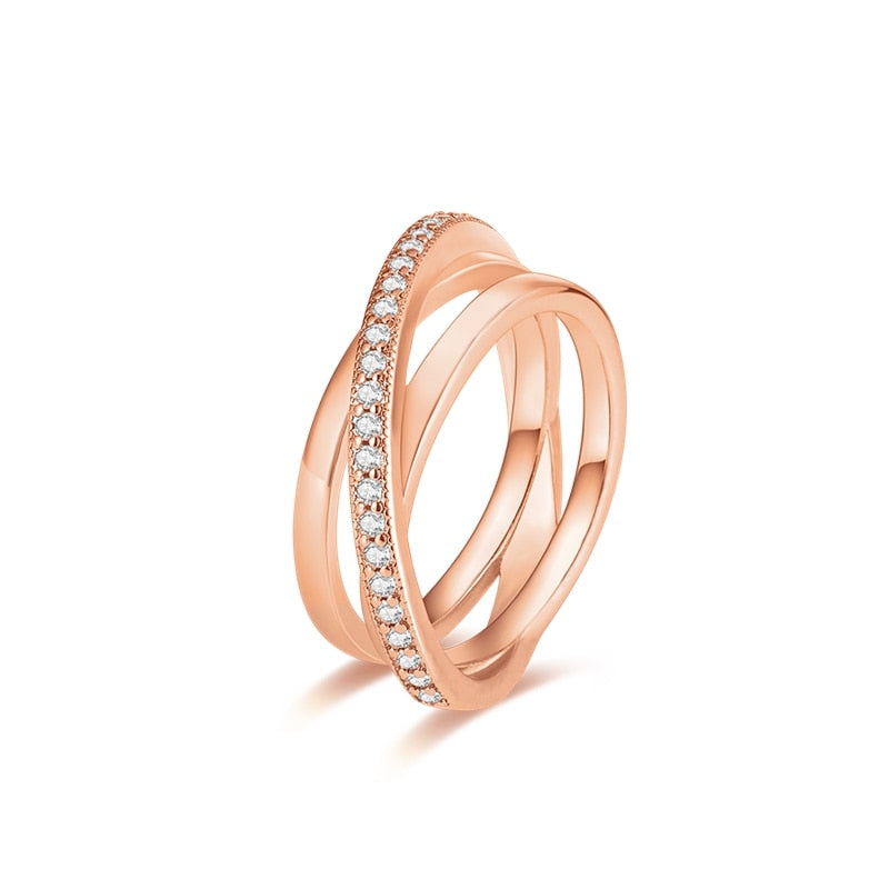 Massiv Sterling Silber 925er Ring filigran Fashion Damenring mit 3A Zirkonia