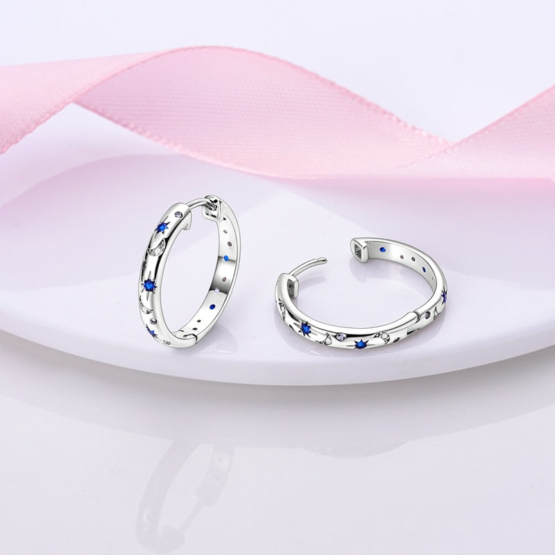 1 Paar Creolen aus 925 sterling Silber Ohrringe Ohrschmuck Zirkonia Ohrstecker