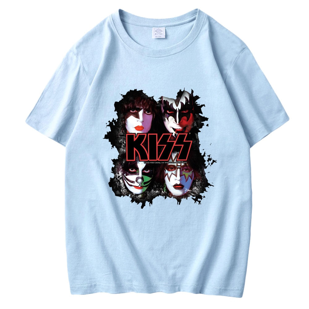 Rock Band Kiss Herren 3D T-Shirt Rundhals Unisex Streetwear100% Baumwolle