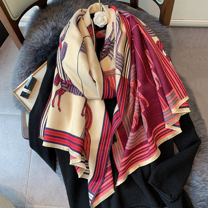 XXL Damen Winterschal Kaschmir Viskose Stola Schlauchschal  Halstuch Strickschal Loop NEU