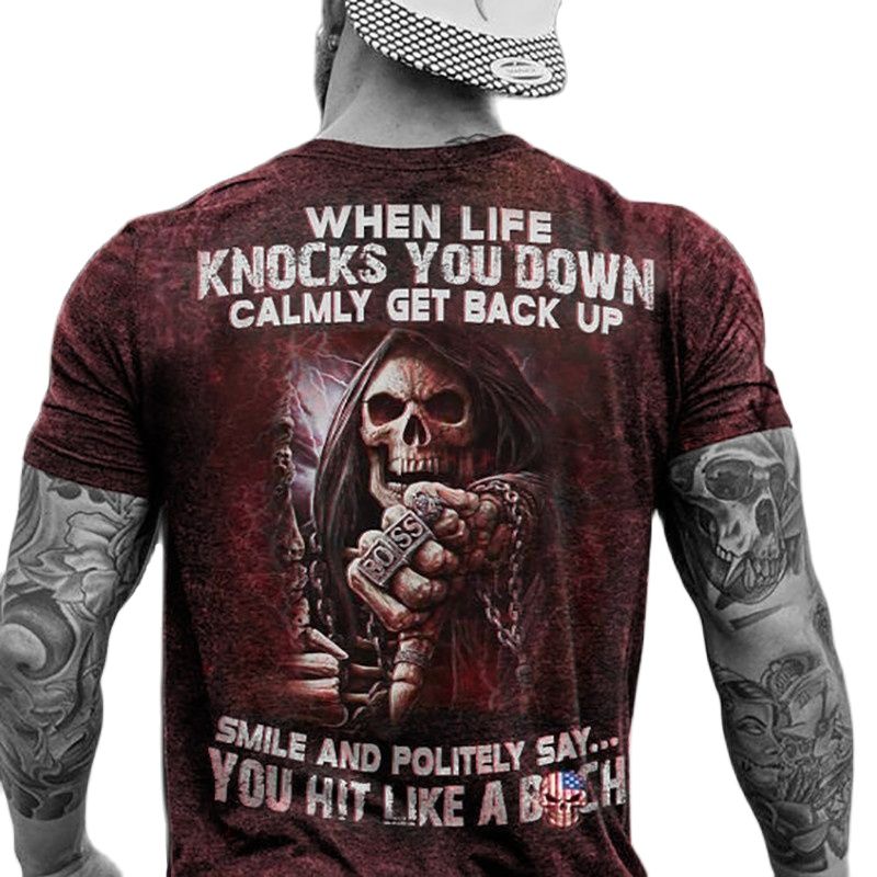 Fashion Herren Vikings Horror Skull 3D T-Shirt Rundhals Unisex Sommer Streetwear