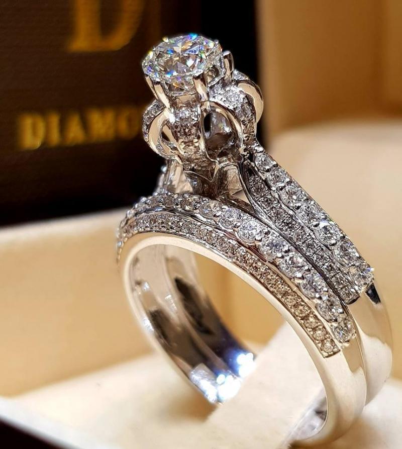 Massiv Sterling Silber 925 Ring filigran Fashion Damenring mit 3A Zirkonia