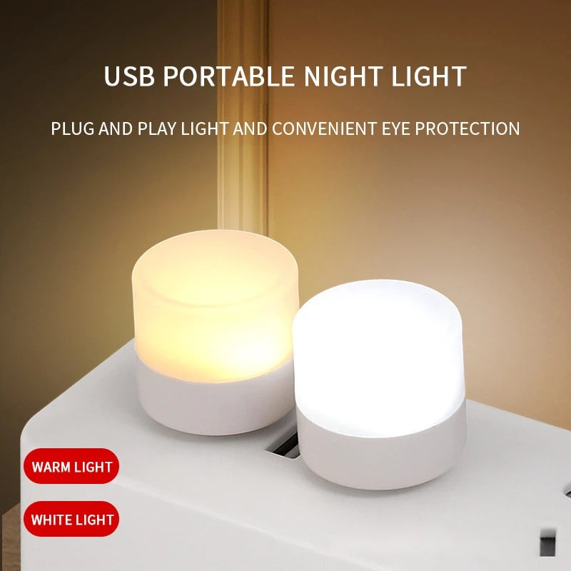 5Stk Mini USB LED Nachtlicht Augenschutz Lampe Computer Nachtlampe Warmweiß