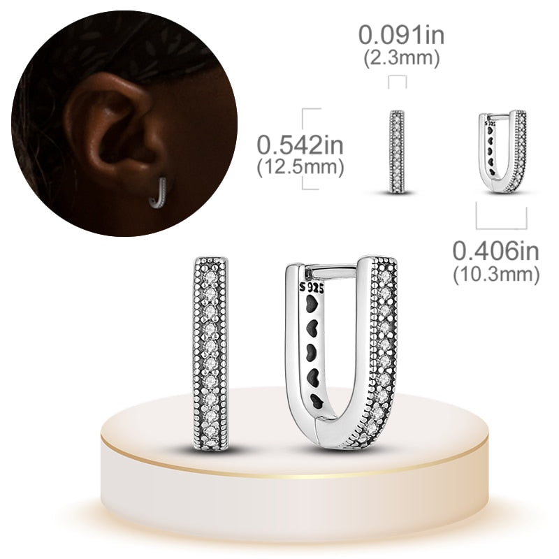 1 Paar Creolen aus 925 sterling Silber Ohrringe Ohrschmuck Zirkonia Ohrstecker