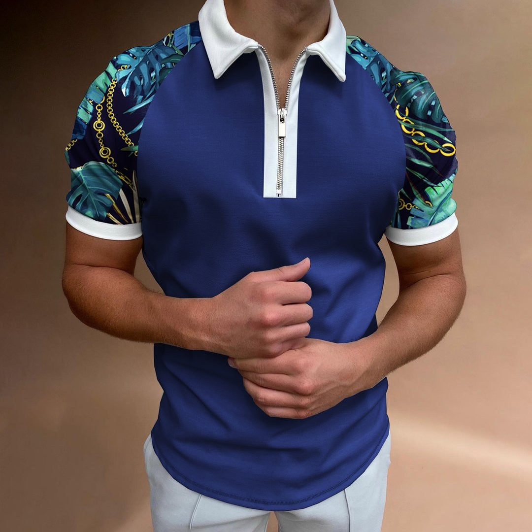 Herren Poloshirt Kontrast Kragen Polo Kurzarm Slim Fit Hemd Polohemd T-Shirt NEU