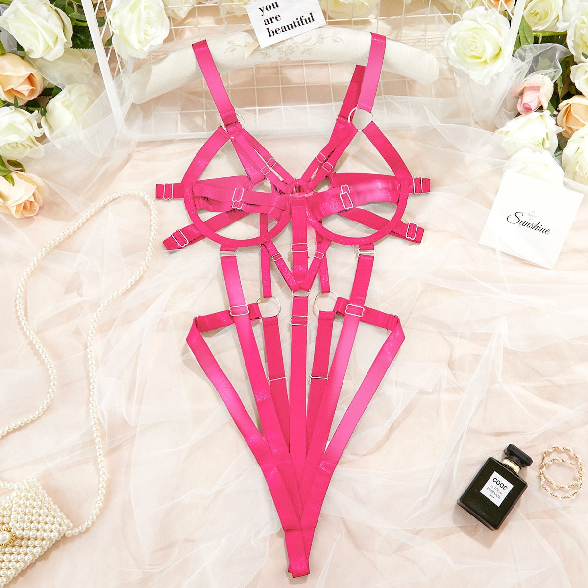 Damen Sexy Spitze Dessous Bodysuit Babydoll Reizwäsche Body Unterwäsche Schwarz Clubwear