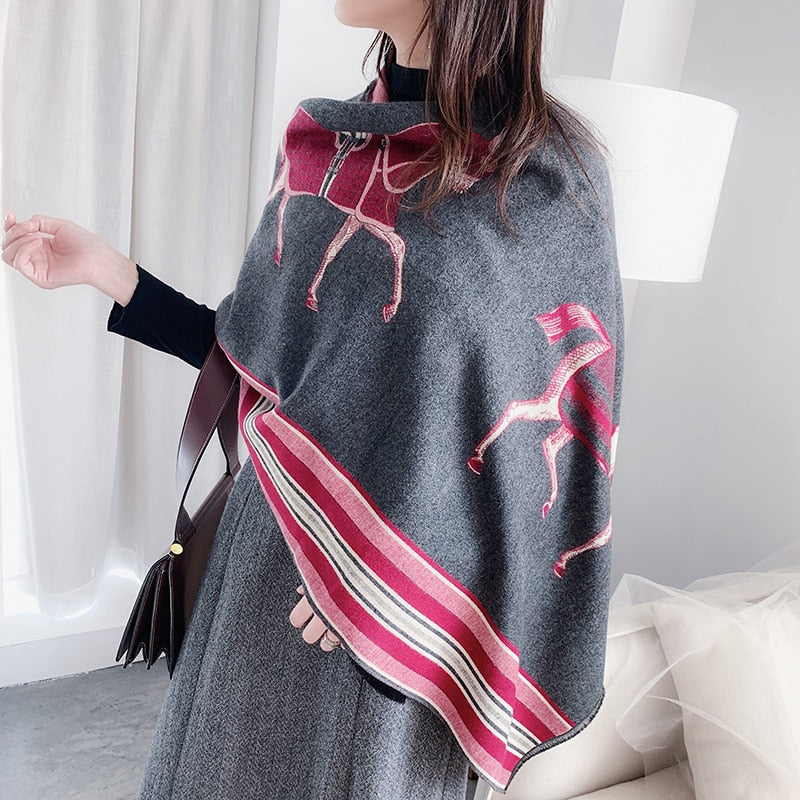 XXL Damen Winterschal Kaschmir Viskose Stola Schlauchschal  Halstuch Strickschal Loop NEU