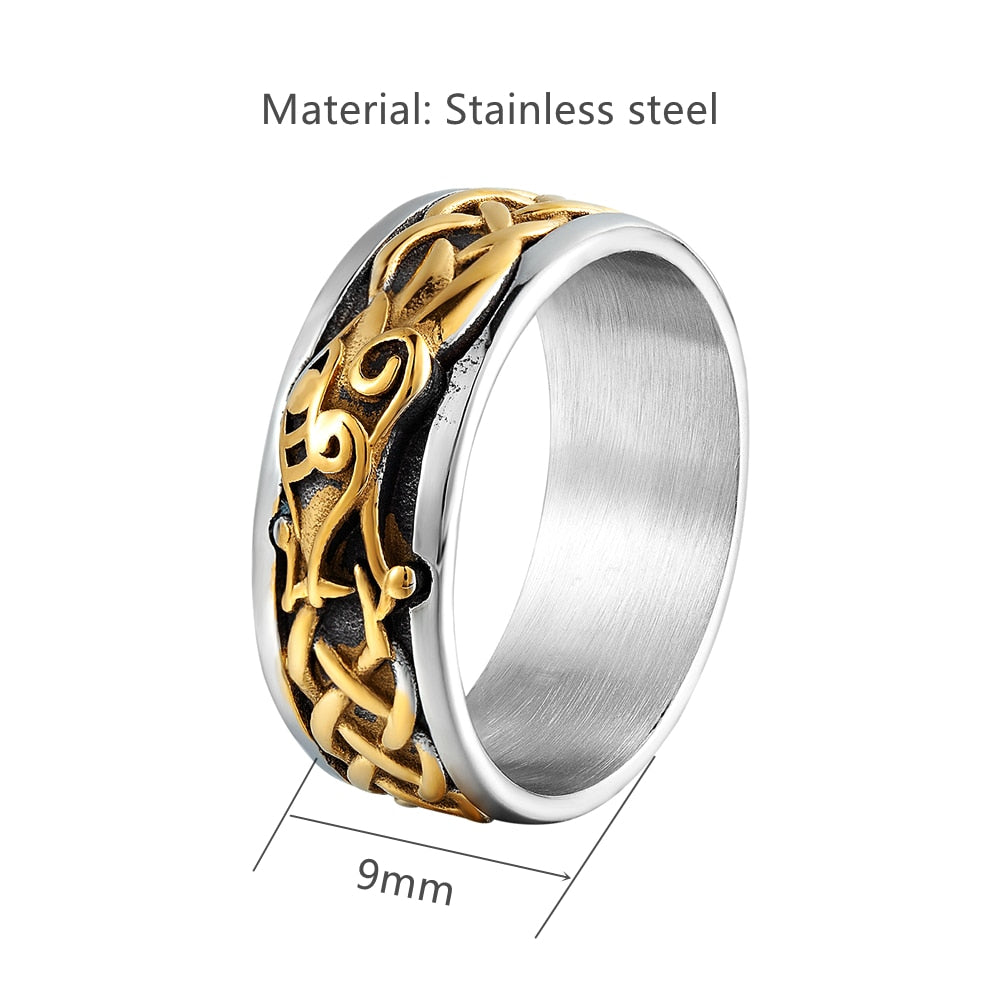 Herren Wikinger Runen Ring Edelstahl Nordische Mythologie Odin Gothic