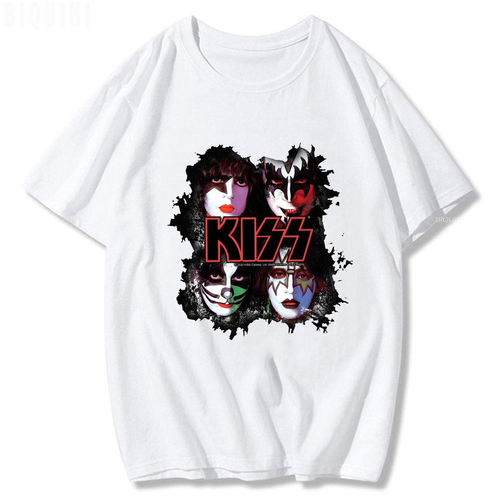 Rock Band Kiss Herren 3D T-Shirt Rundhals Unisex Streetwear100% Baumwolle
