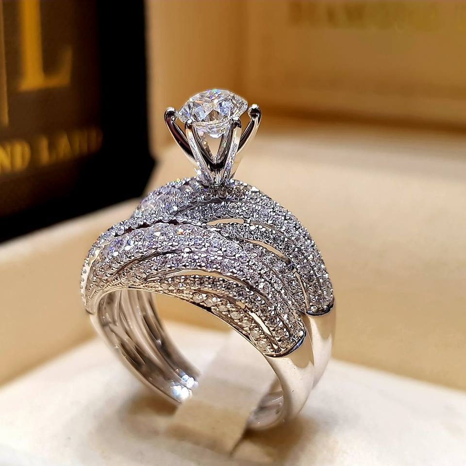 Massiv Sterling Silber 925 Ring filigran Fashion Damenring mit 3A Zirkonia