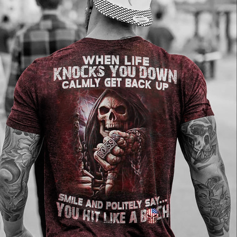 Männer Metal Skull 3D T-Shirt Rundhals Unisex Sommer Streetwear