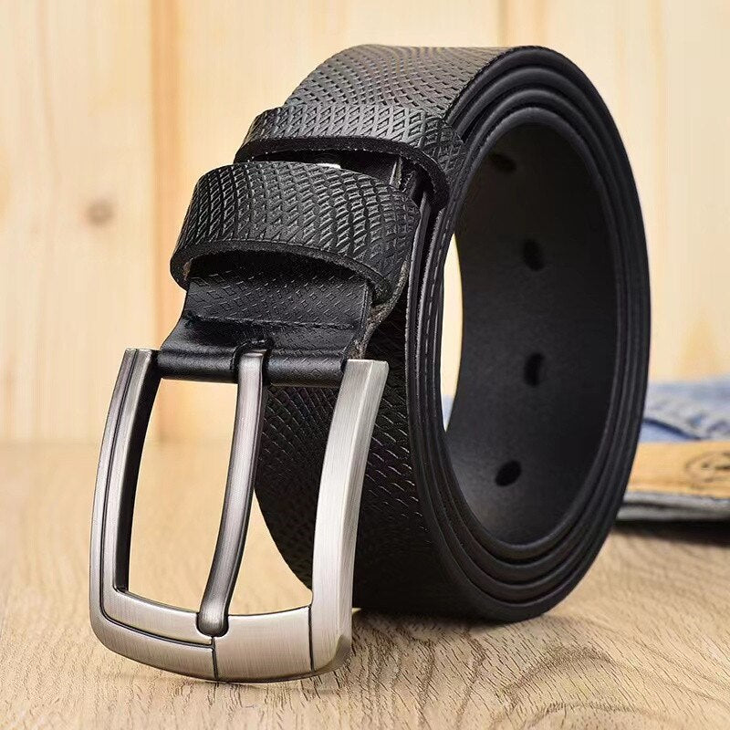 Echt Jeans-Gürtel Herren Damen Echt Leder Gürtel Schnalle Schwarz Braun NEU