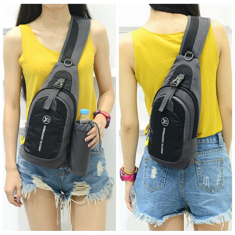 Brusttasche CROSSOVER BAUCHTASCHE HÜFTTASCHE UMHÄNGETASCHE mit Flasche Rucksack