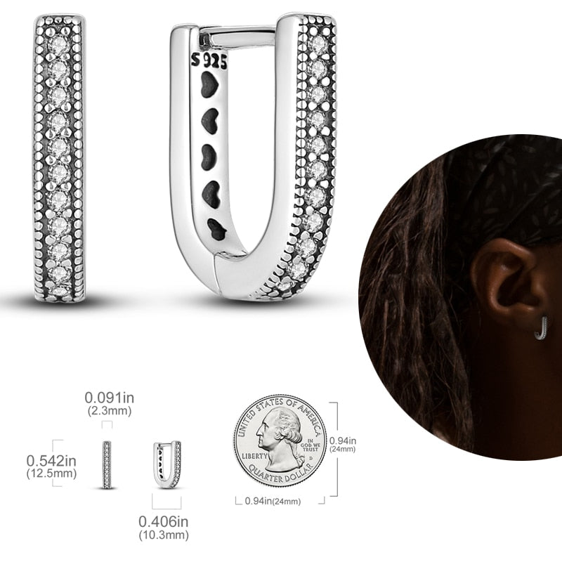 1 Paar Creolen aus 925 sterling Silber Ohrringe Ohrschmuck Zirkonia Ohrstecker