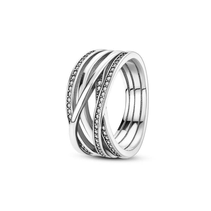 Massiv Sterling Silber 925 Ring filigran Fashion Damenring mit AAA Zirkonia