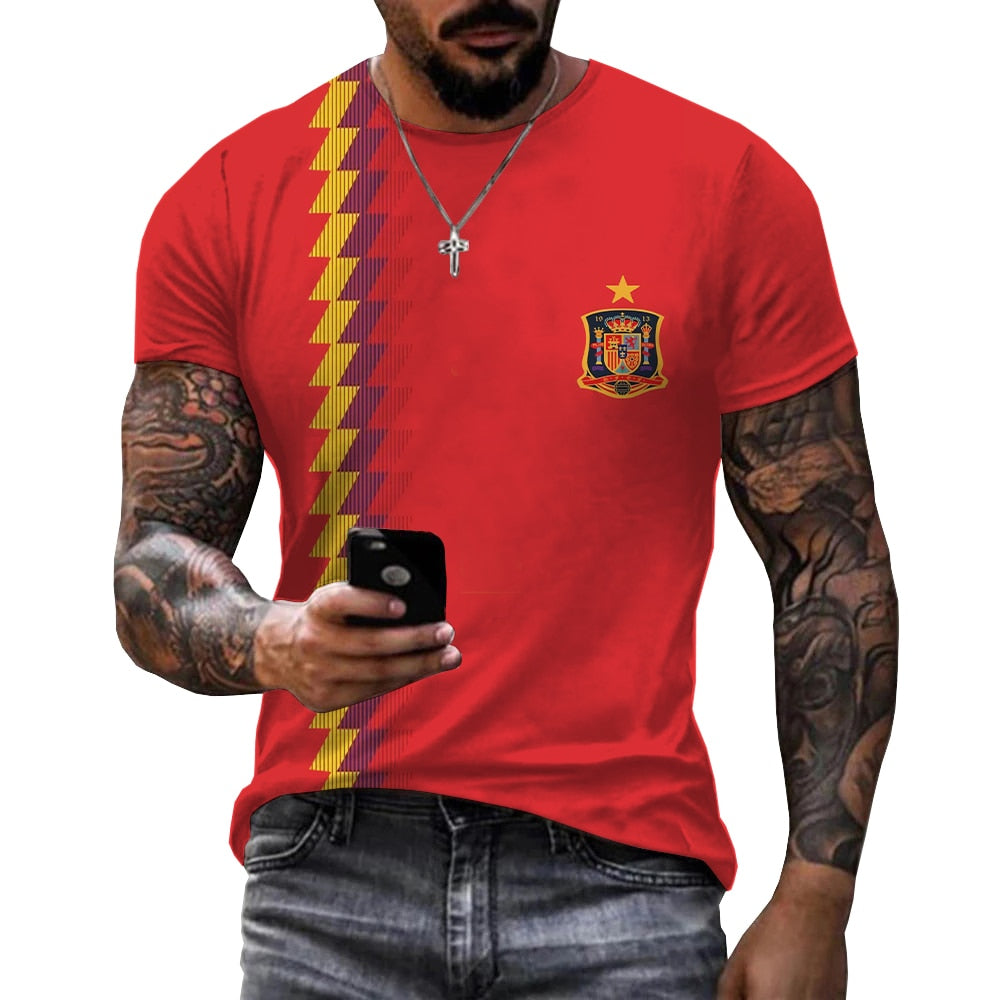 Herren Spanien Spain 3D T-Shirt Rundhals Unisex Sommer Streetwear