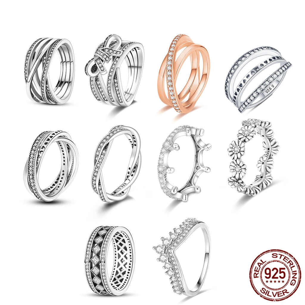 Massiv Sterling Silber 925 Ring filigran Fashion Damenring mit AAA Zirkonia