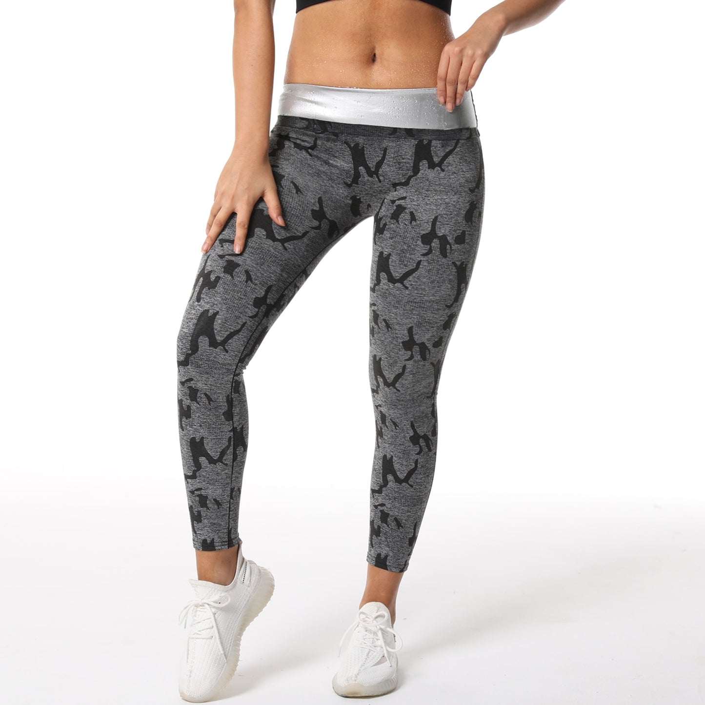 Damen Neopren Sauna Hose Schwitzhose Yogahose Thermoeffekt Abnehmen Hose Leggins