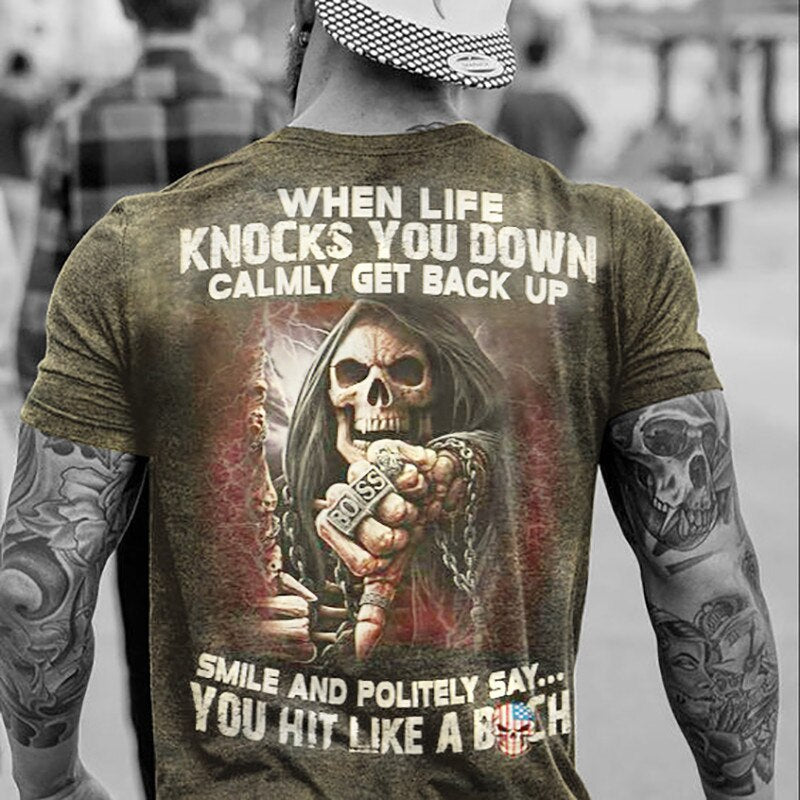 Fashion Herren Vikings Horror Skull 3D T-Shirt Rundhals Unisex Sommer Streetwear