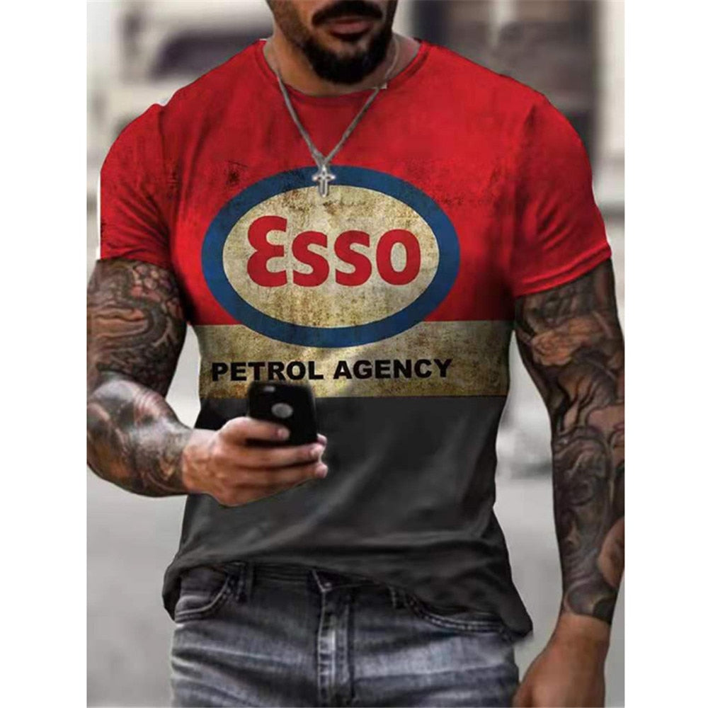 Fashion Herren Vintage Motorsport 3D T-Shirt Rundhals Unisex Sommer Streetwear