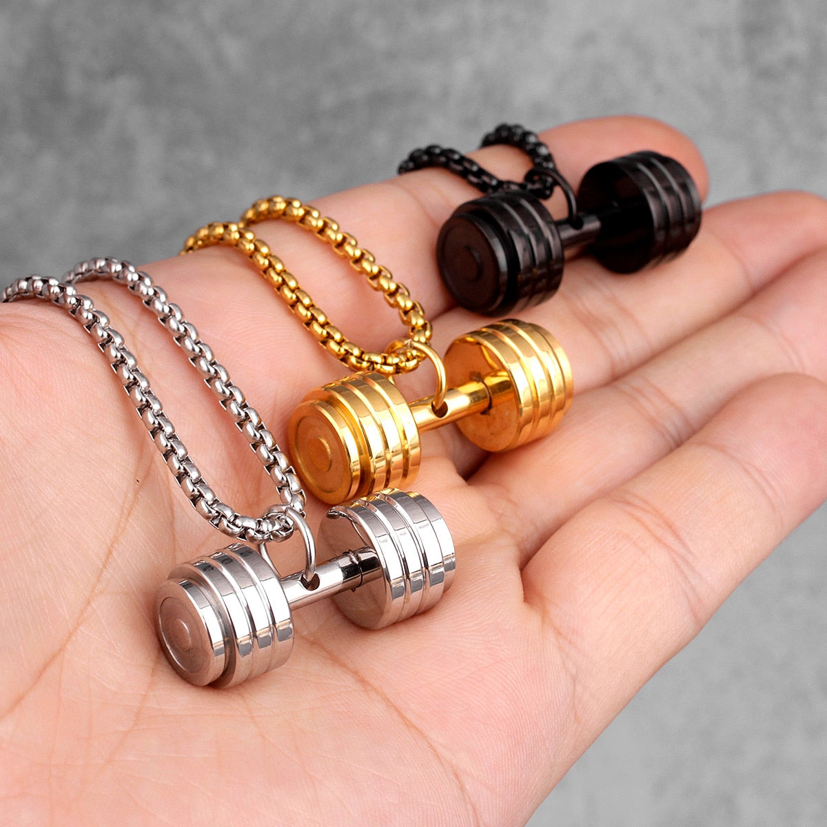 Halskette Anhänger Edelstahl Hantel Scheibe Gewicht Fitness Gym Bodybuilding Schmuck Geschenk
